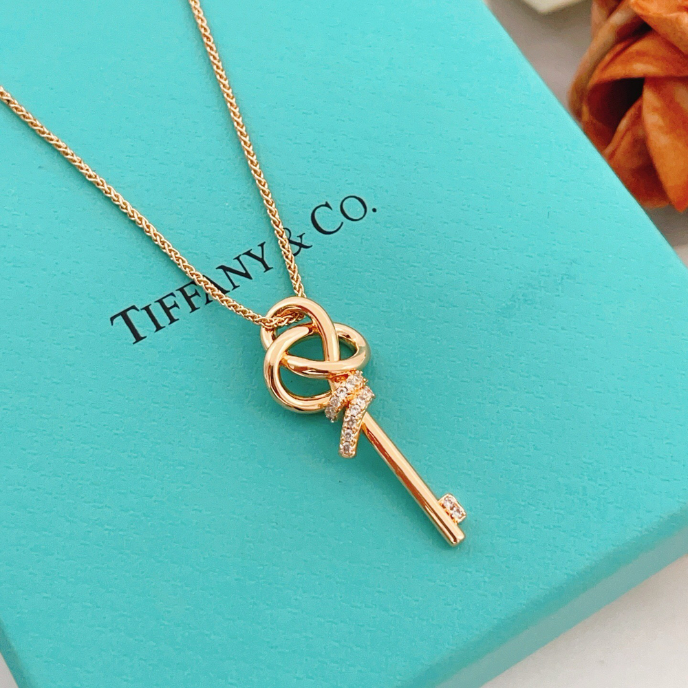Tiffany & Co. Rose gold diamond key necklace